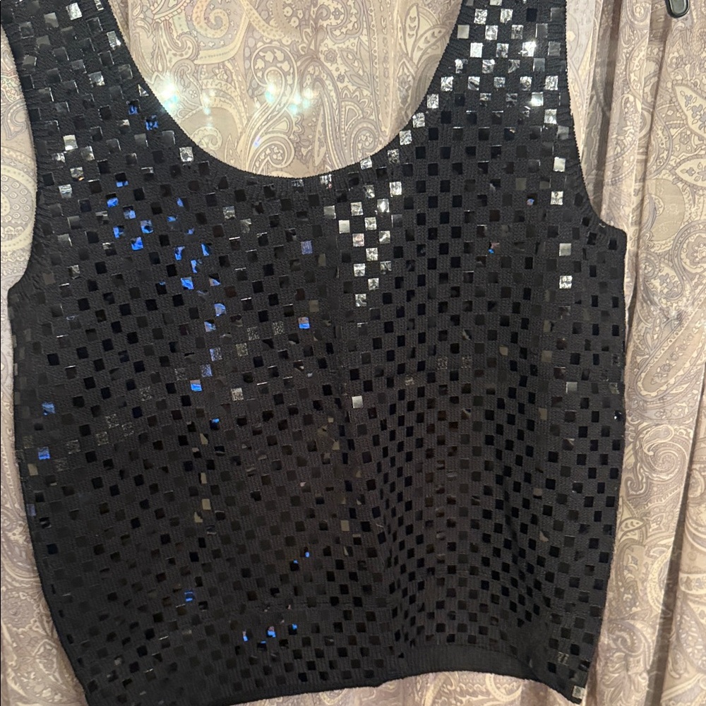 St. John Black Sequin Tank Top - Picture 8 of 8